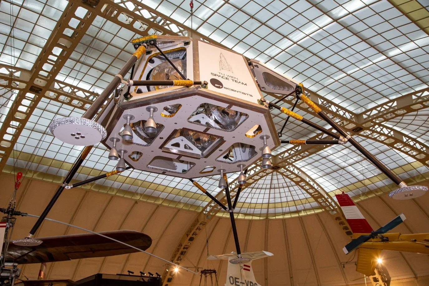 Moon landing module built by the TU Wien Space Team exhibited at the Technical Museum in Vienna
